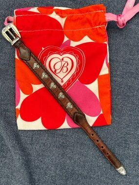 Brighton leather bracelet with silver hearts and buckle